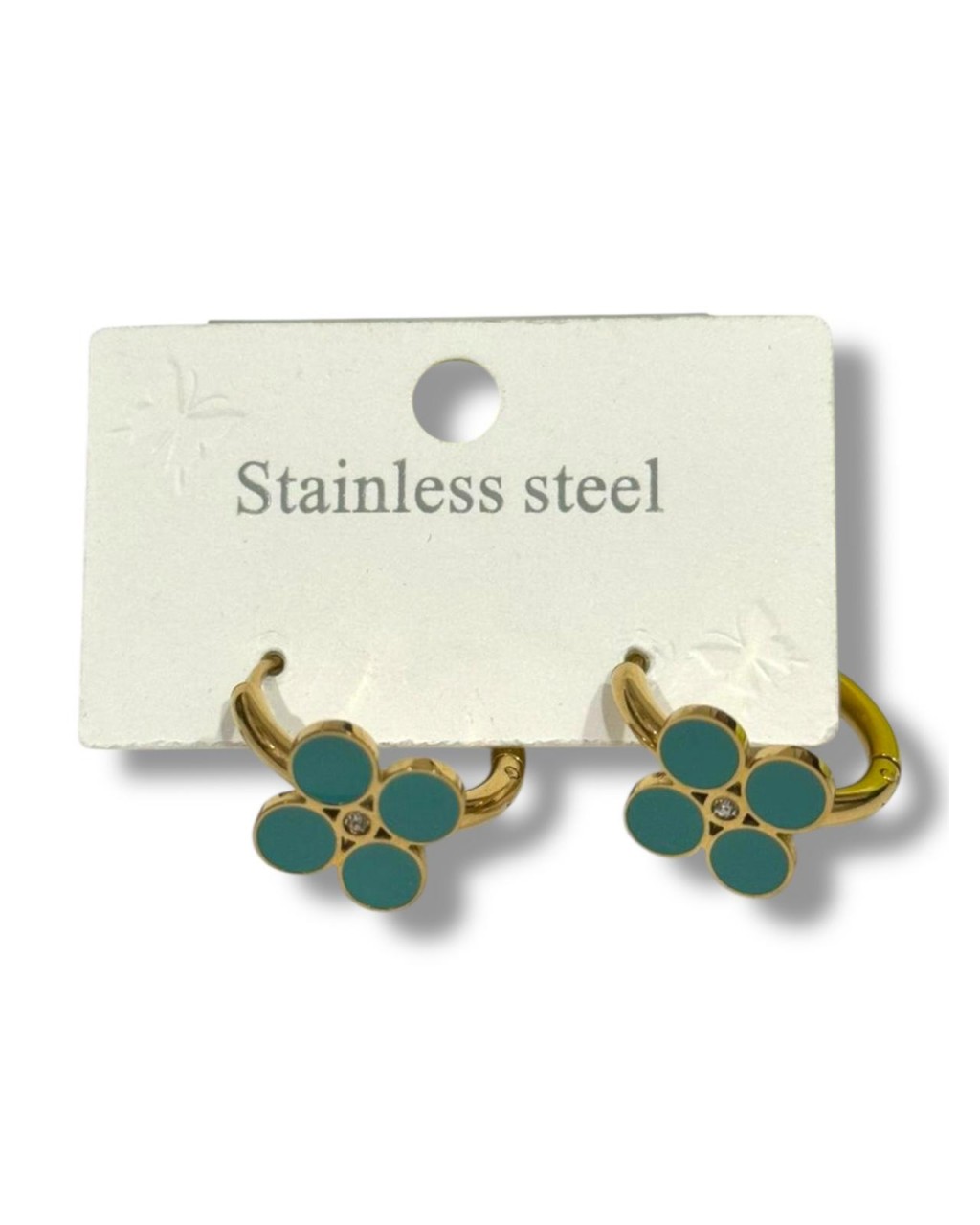 TURKUAZ ÇİÇEK MODEL GOLD ÇELİK KÜPE